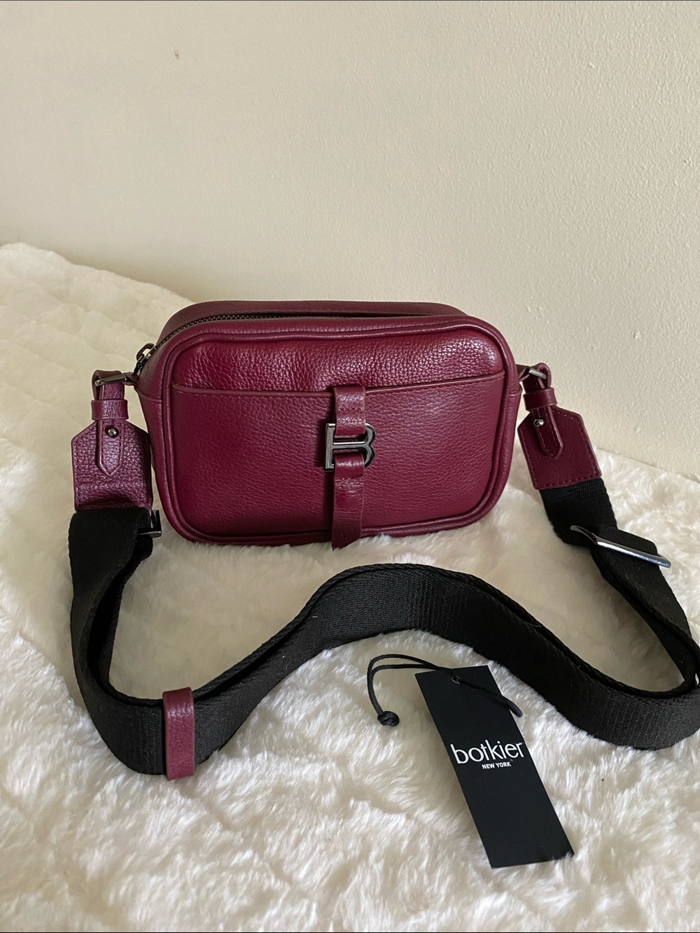 BOTKIER Baxter Leather Camera Crossbody Bag In Inprt w/ Gunmetal Hardware